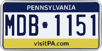 PA license plate MDB1151