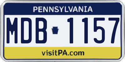 PA license plate MDB1157