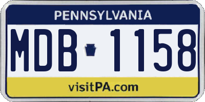PA license plate MDB1158