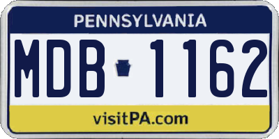 PA license plate MDB1162