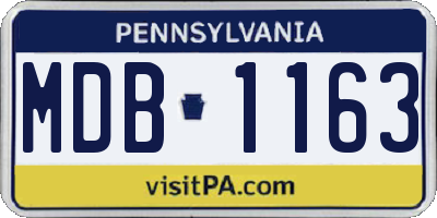 PA license plate MDB1163
