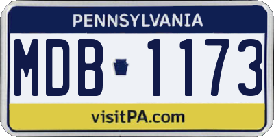 PA license plate MDB1173