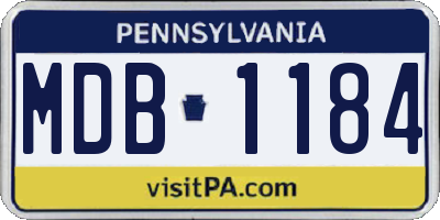 PA license plate MDB1184