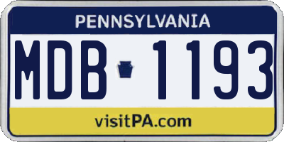 PA license plate MDB1193