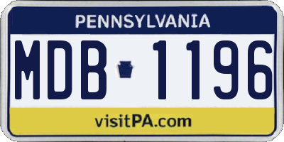 PA license plate MDB1196