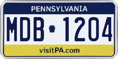 PA license plate MDB1204