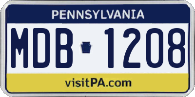 PA license plate MDB1208