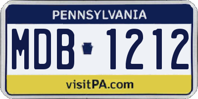 PA license plate MDB1212