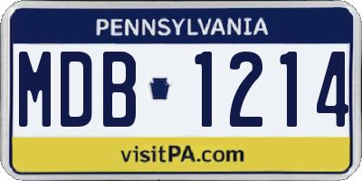 PA license plate MDB1214