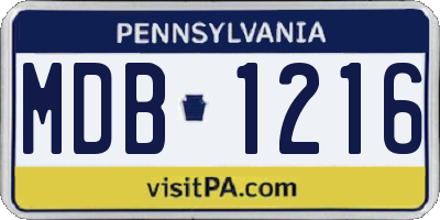 PA license plate MDB1216
