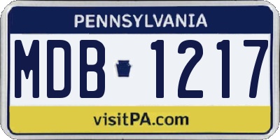 PA license plate MDB1217