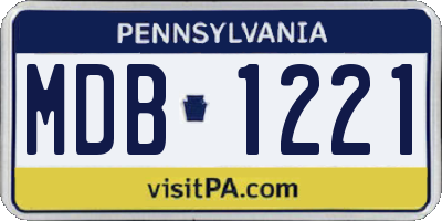 PA license plate MDB1221