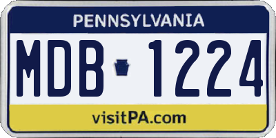 PA license plate MDB1224