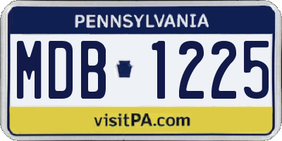 PA license plate MDB1225