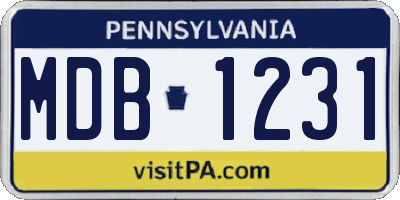 PA license plate MDB1231