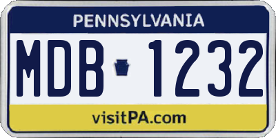 PA license plate MDB1232