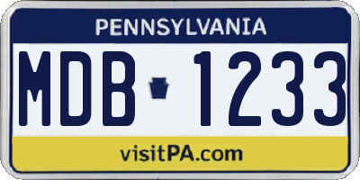 PA license plate MDB1233