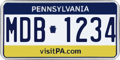 PA license plate MDB1234