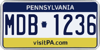 PA license plate MDB1236