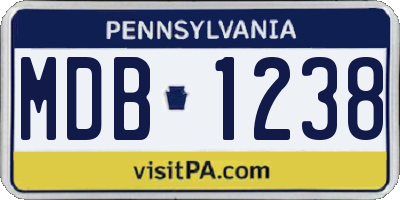PA license plate MDB1238