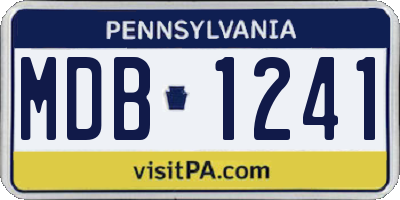 PA license plate MDB1241