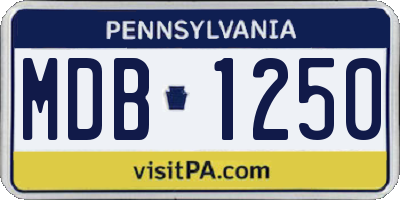 PA license plate MDB1250