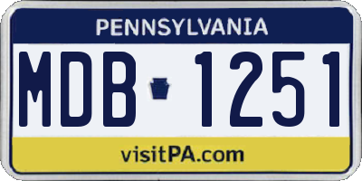 PA license plate MDB1251