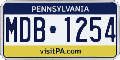 PA license plate MDB1254