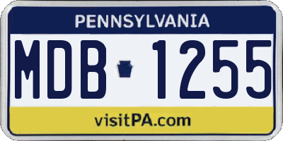 PA license plate MDB1255