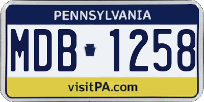 PA license plate MDB1258
