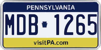 PA license plate MDB1265