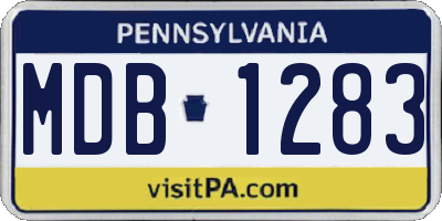 PA license plate MDB1283