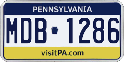 PA license plate MDB1286
