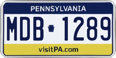 PA license plate MDB1289
