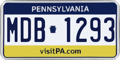 PA license plate MDB1293