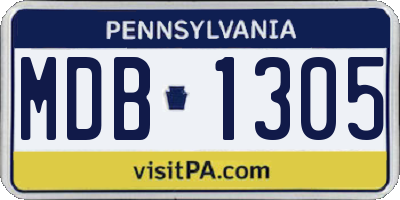 PA license plate MDB1305