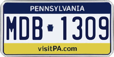 PA license plate MDB1309