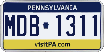 PA license plate MDB1311
