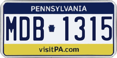 PA license plate MDB1315