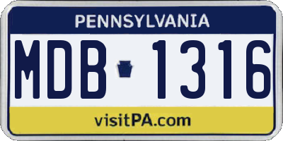 PA license plate MDB1316