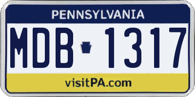 PA license plate MDB1317