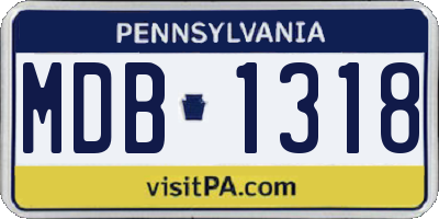 PA license plate MDB1318