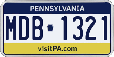 PA license plate MDB1321