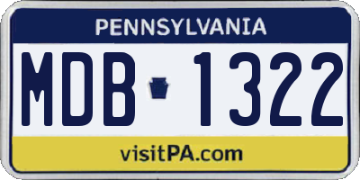 PA license plate MDB1322