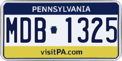 PA license plate MDB1325