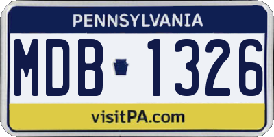 PA license plate MDB1326