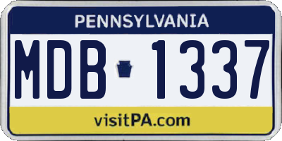 PA license plate MDB1337