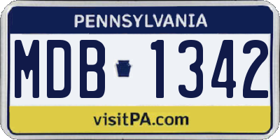 PA license plate MDB1342