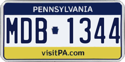 PA license plate MDB1344
