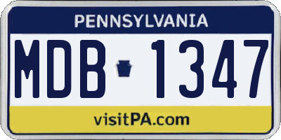 PA license plate MDB1347